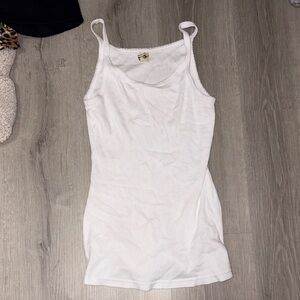 Kavio White Ribbed Camisole Tank Top